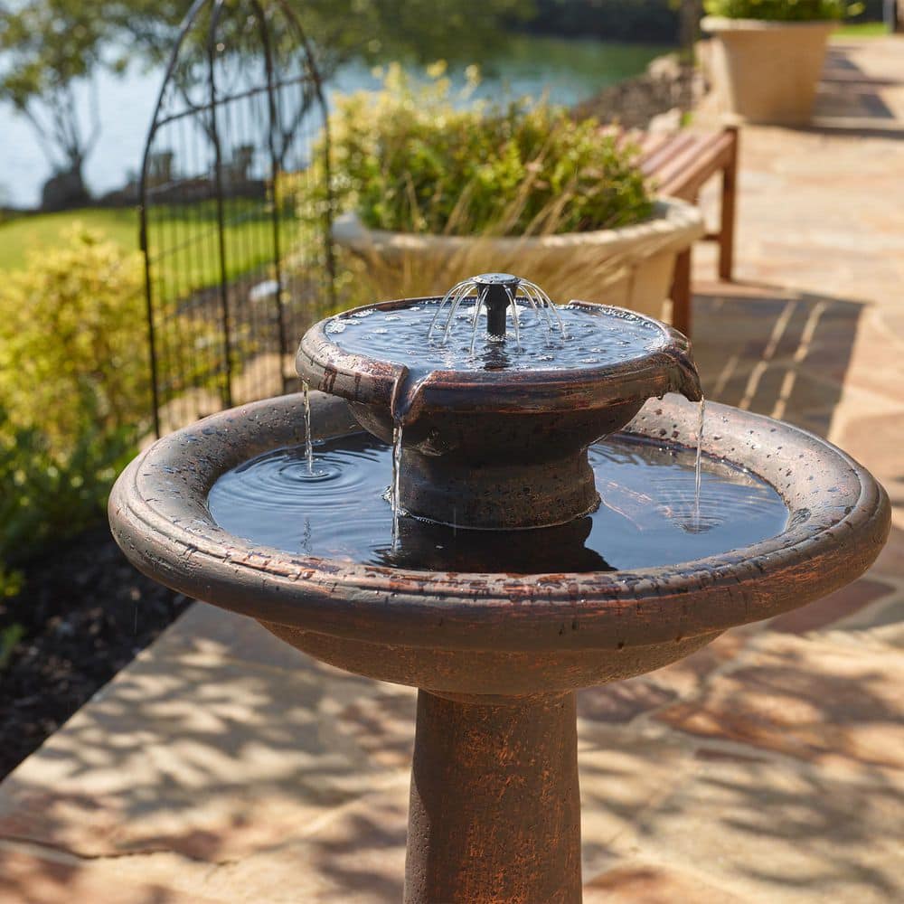 Chatsworth Bronze Solar Powered 2-Tier Outdoor Fountain