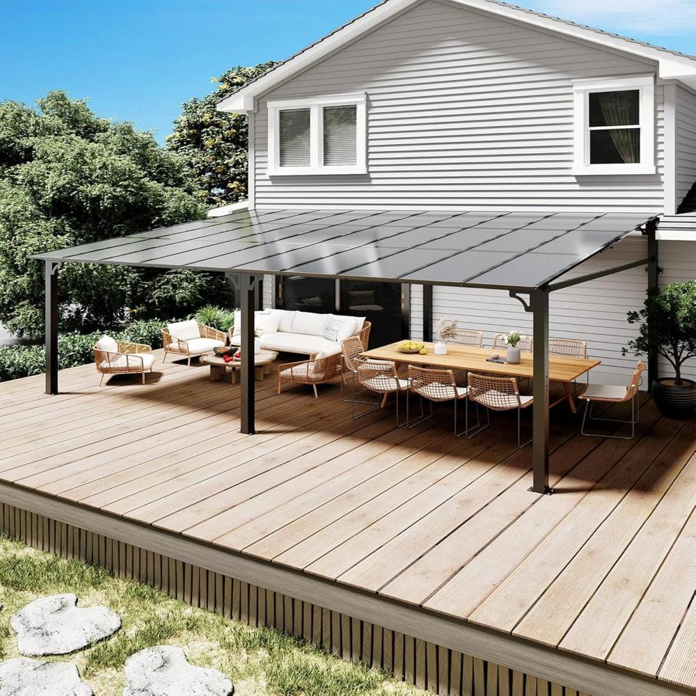 12 ft x 20 ft Wall Mounted Hardtop Gazebo, UV Resistant Polycarbonate Roof Patio Cover price history on PriceWatchPro