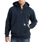 Men's Large New Navy Cotton/Polyester Rain Defender Paxton Heavyweight Hooded Zip Mock Sweatshirt
