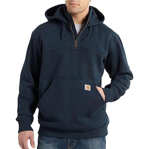Men's 4X Large New Navy Cotton/Polyester Rain Defender Paxton Heavyweight Hooded Zip Mock Sweatshirt