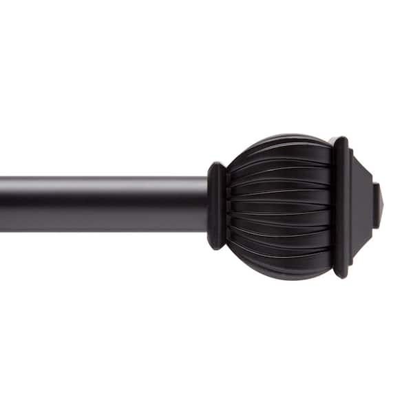 Kenney Benji 48 in. - 86 in. Adjustable Single Curtain Rod 5/8 in. Diameter in Black with Soft Square