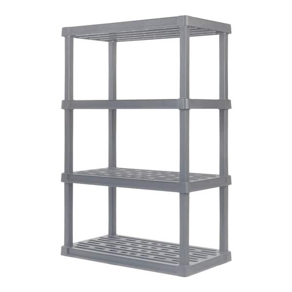 4-Tier Large Plastic Garage Storage Shelving Unit, Gray (18 W x 56 H x 36 D)
