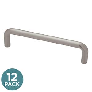 Wire 4 in. (102 mm) Modern Satin Nickel Cabinet Drawer Pulls (12-Pack)