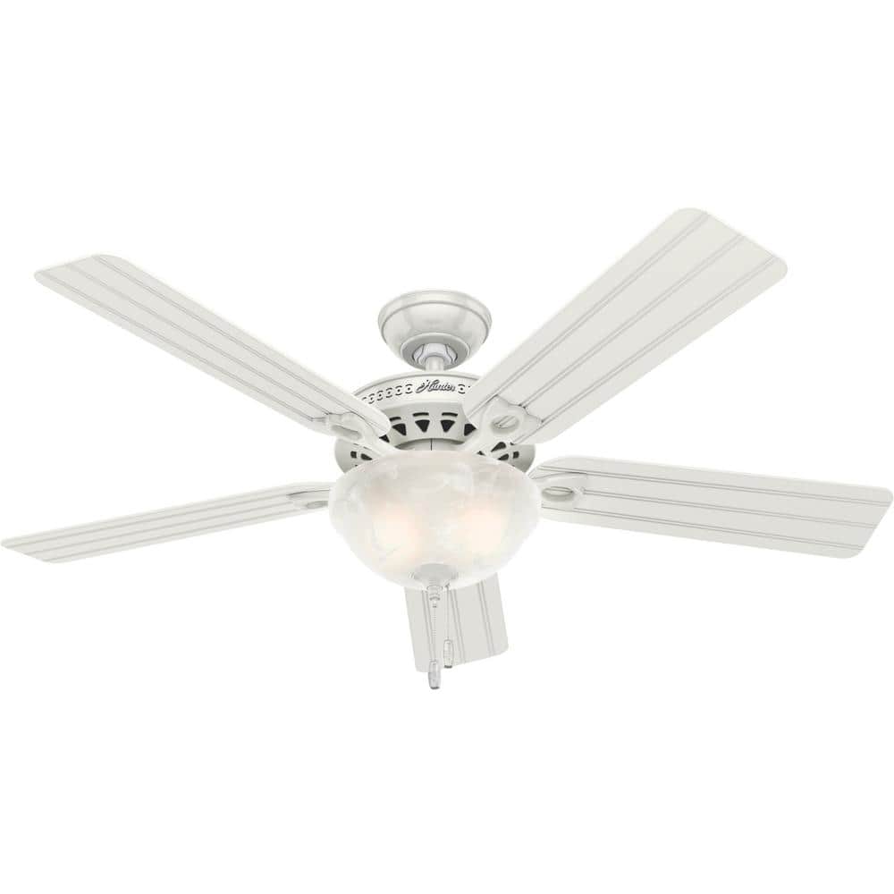 White 52" Ceiling Fan with Light and Remote