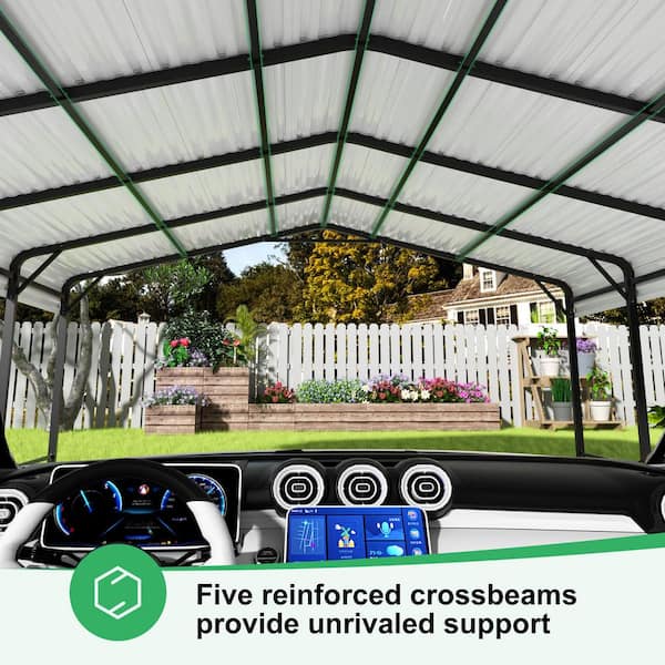 VIWAT 20 ft. W x 20 ft. D Metal Carport, Car Canopy and Shelter