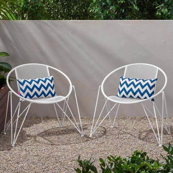 Sungrd Outdoor Iron Georgia Matte White Metal Patio Club Chair 2 Pack LWM 456WH