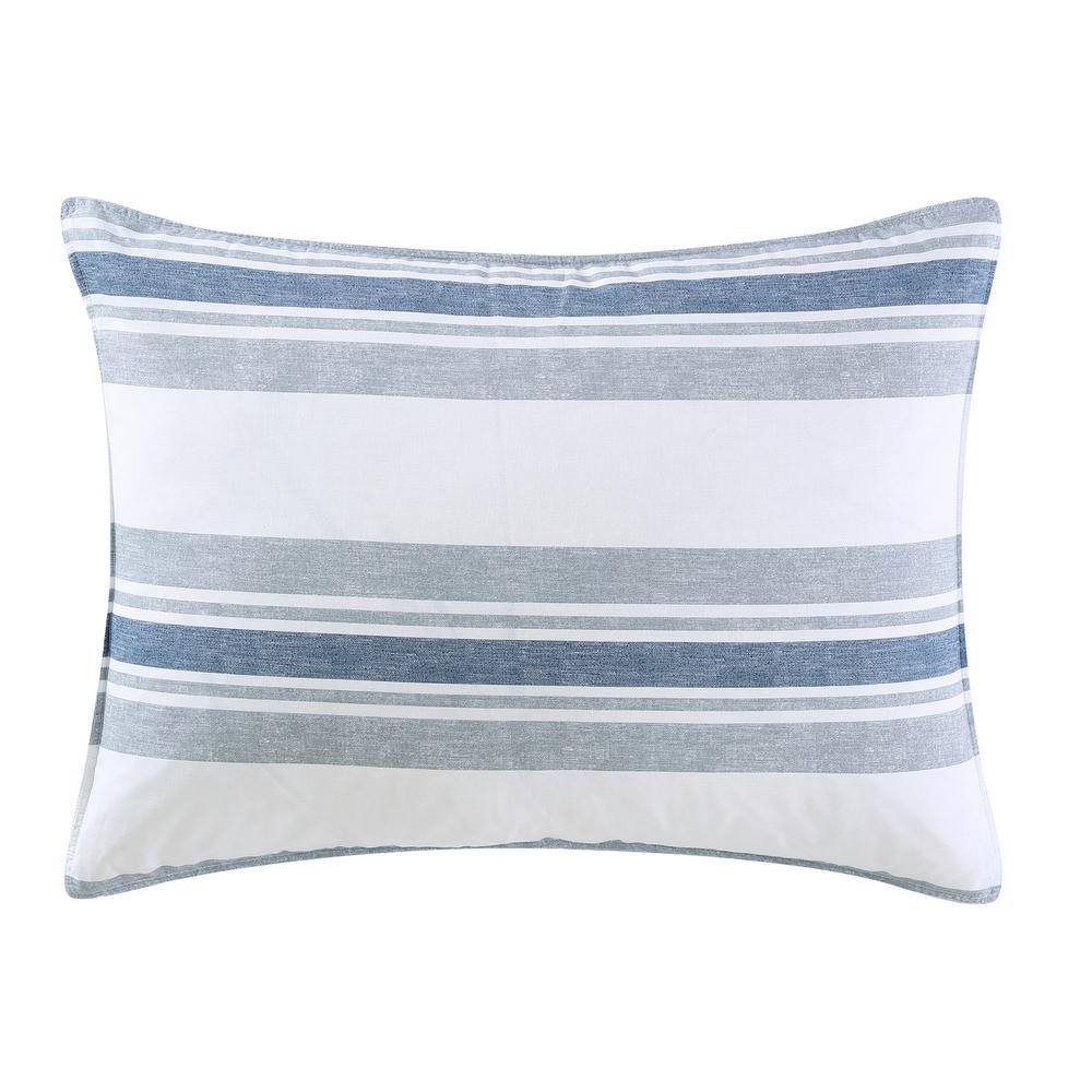 Twin Blue Cotton Reversible Comforter Set with Shams