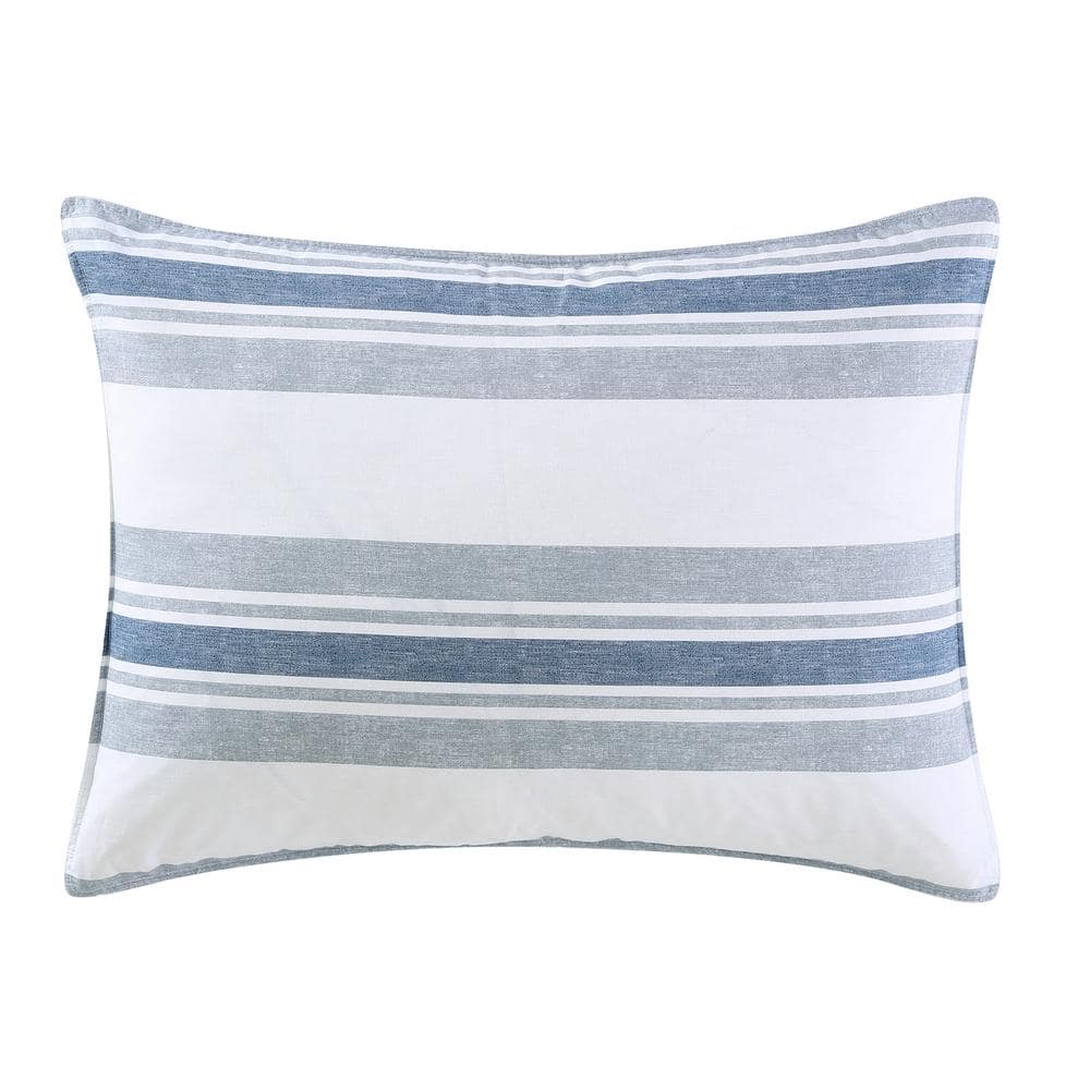 Full Blue Cotton Reversible Sham Set