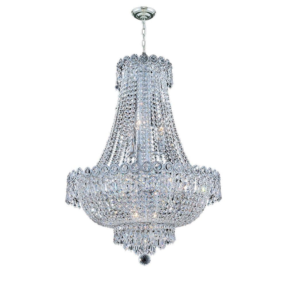 OUKANING 20 in. Silver 12-Light Luxury Raindrop Classic Empire Style  Adjustable Chain Chandelier with Crystal Shade for Foyer HG-HCXLST-3488 -  The 