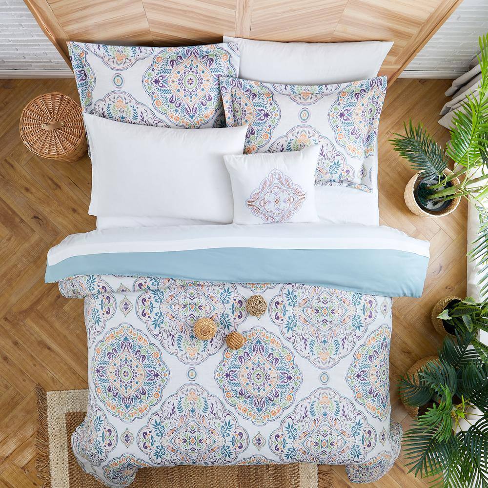King Blue Reversible Microfiber Comforter Set with Shams