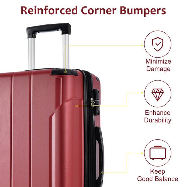 Tatahance 28 in. Red Lightweight Durable ABS Hardshell Suitcase