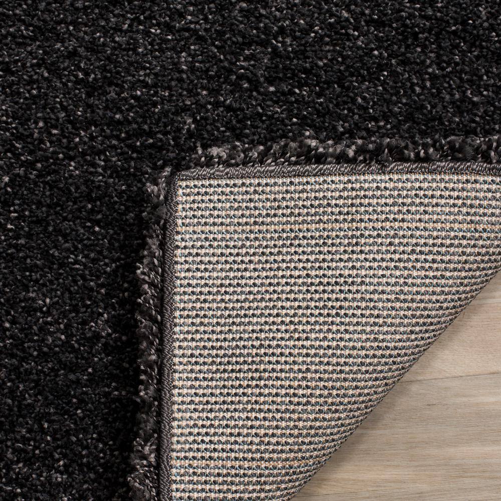 Dark Grey Square Shag Synthetic Easy Care Rug