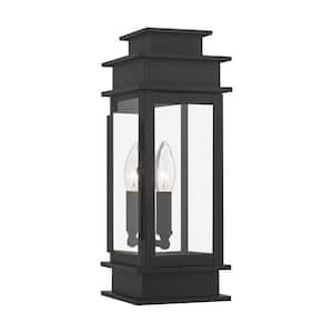 Stickland 14 in. 1-Light Black Outdoor Hardwired Wall Lantern Sconce with No Bulbs Included