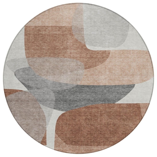 Chantille Machine Washable Indoor/Outdoor Abstract ACN2121 Paprika 8 ft. x 8 ft. Area Rug