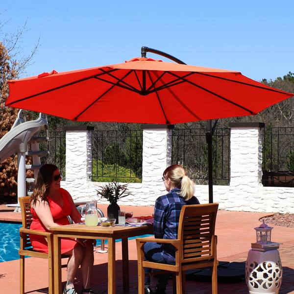 Sunnydaze 10 ft. Steel Offset Cantilever Patio Umbrella in Burnt