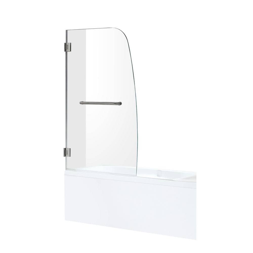 Vensea Brushed Nickel Frameless Hinged Tub Door with Tsunami Guard