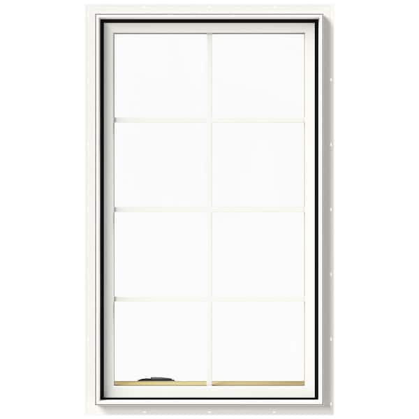 JELD-WEN 28 in. x 48 in. W-2500 Series White Painted Clad Wood Left-Handed Casement Window with Colonial Grids/Grilles