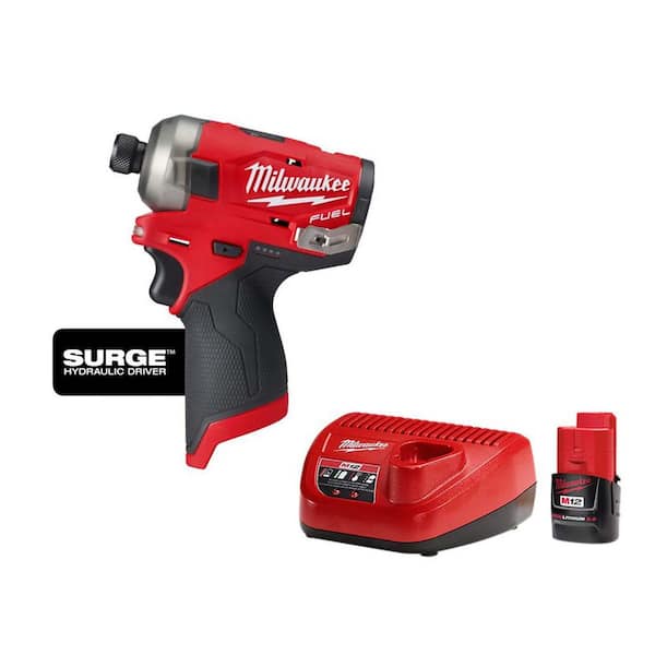 M12 FUEL SURGE 12V Lithium-Ion Brushless Cordless 1/4 in. Hex Impact Driver with 2. 0Ah Battery and Charger Starter Kit