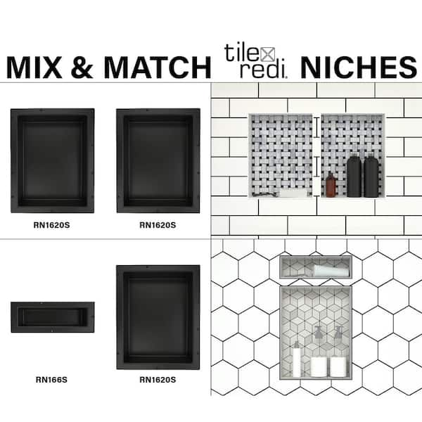 Tile Redi Niche Recessed Double Shower Wall Shelf, 16-in W x 20-in H x 4-in  D in the Shower Shelves & Accessories department at