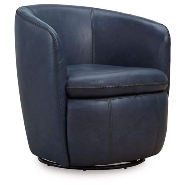 Signature Design By Ashley Kierreys Blue Faux Leather Barrel Chair with Swivel Base