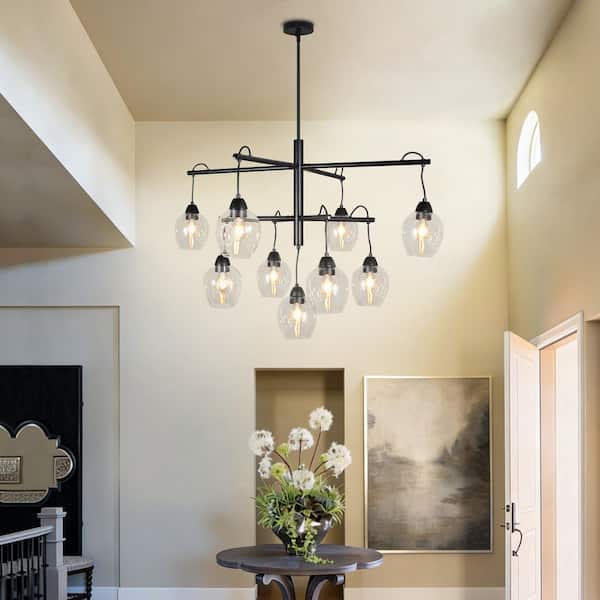Auffel 30 light Black Sputnik Chandelier with Clear Bubble for
