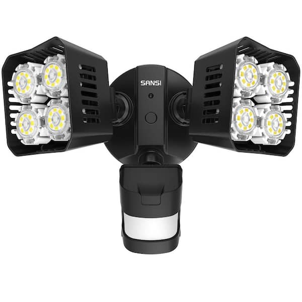 30-Watt 3400 Lumens 180° Black Motion Sensor Outdoor Integrated LED 5000K Waterproof Flood Light