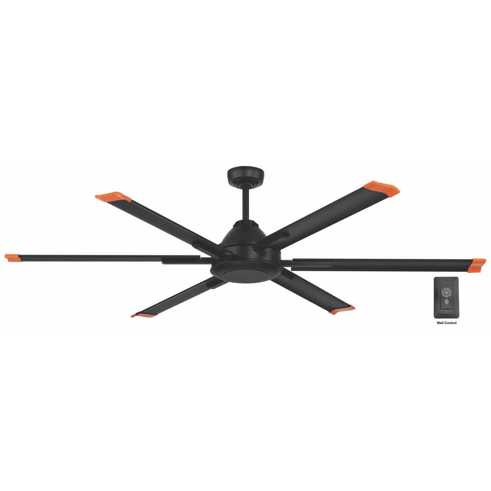 High Velocity 6 ft. Indoor/Outdoor Matte Black Ceiling Fan with Wall Contro