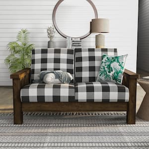 Thu 55 in. W Rustic Oak Linen 2-Seater Loveseat with Removable Cushions