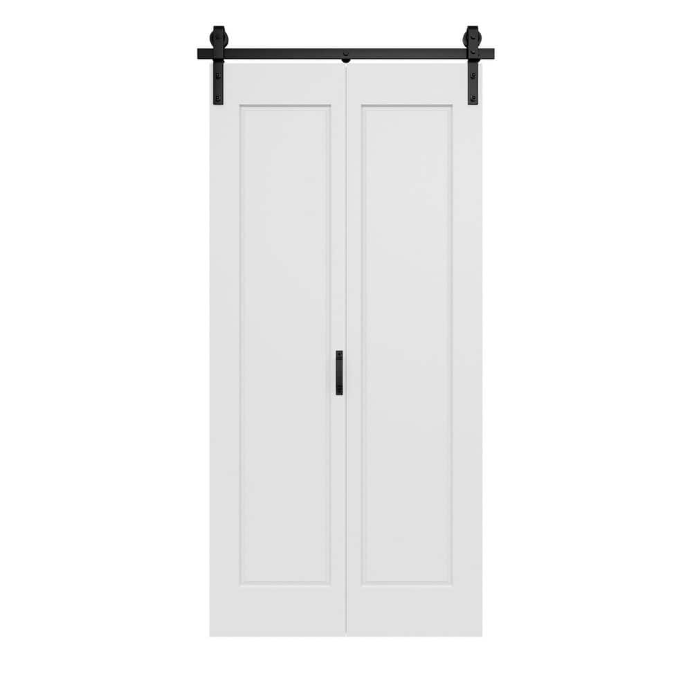 42 in. x 84 in. Easy Install 1-Panel Bi-Fold Barn Door White Primed MDF Sliding Barn Door with Hardware Kit for Bathroom price history on PriceWatchPro