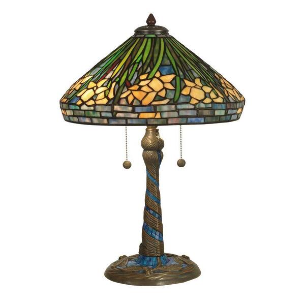 Dale Tiffany 23 in. Daffodil Art Glass Table Lamp with Antique Verde Mosaic Base-DISCONTINUED