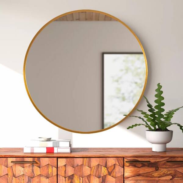 GIFTTROVE 24 Inch Gold Round Mirror, Metal Frame Modern Circle Mirror,  Bathroom Vanity Mirror for Wall, Decorative Wall Mounted Round Mirror for