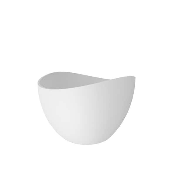 63 in. x 37.4 in. Solid Surface Freestanding Soaking Bathtub with Overflow and Pop-Up Drain in Matte White