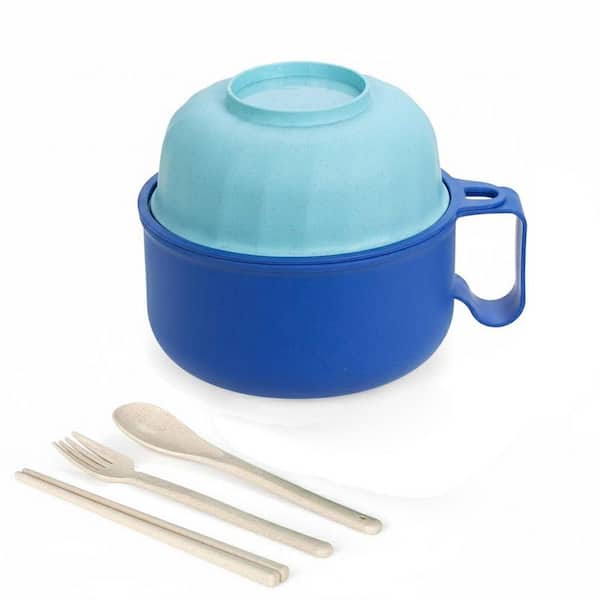 Microwave Ramen Cooker 1-Piece 40 oz. BPA-Free Plastic with Strainer Baskets Easy-Grip Handle Vibrant Color Bowl