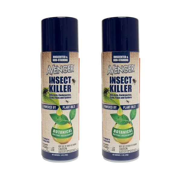 Avenger 12 oz. Insect Killer, Unscented Natural Plant-Based Ingredients, Indoor/Outdoor, Aerosol Spray Can (2-Pack)
