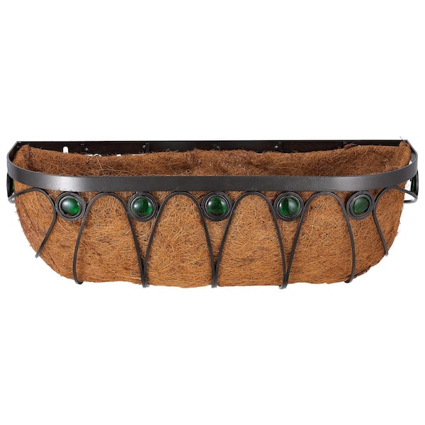 Emerald 48 in. Black Metal Coconut Wall Trough Planter