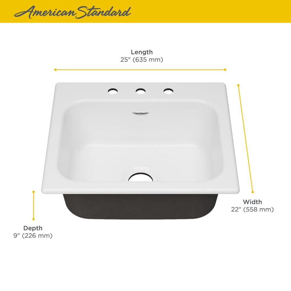 Quince 25'' White Cast Iron Single Bowl Drop-In Sink