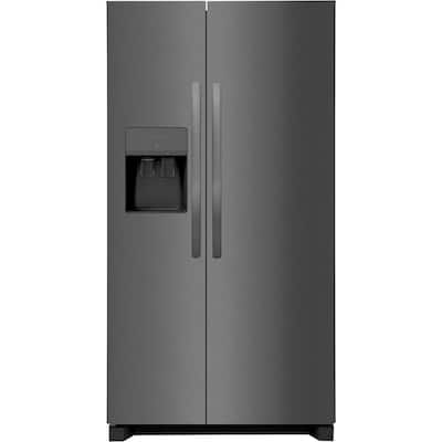 36 in. 25.6 cu. ft. Side by Side Refrigerator in Black Stainless Steel, Standard Depth