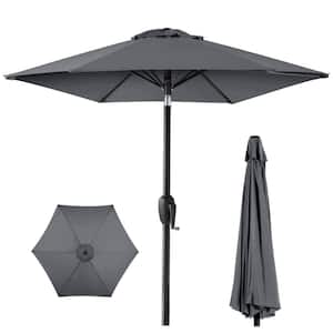 7.5 ft Heavy-Duty Outdoor Market Patio Umbrella with Push Button Tilt, Easy Crank Lift in Slate