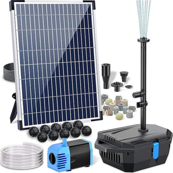 12-Watt Solar-Powered Pond Filter with 160GPH Pump and Fountain Kit Outdoor Filter Box with 6.6 ft. Tubing