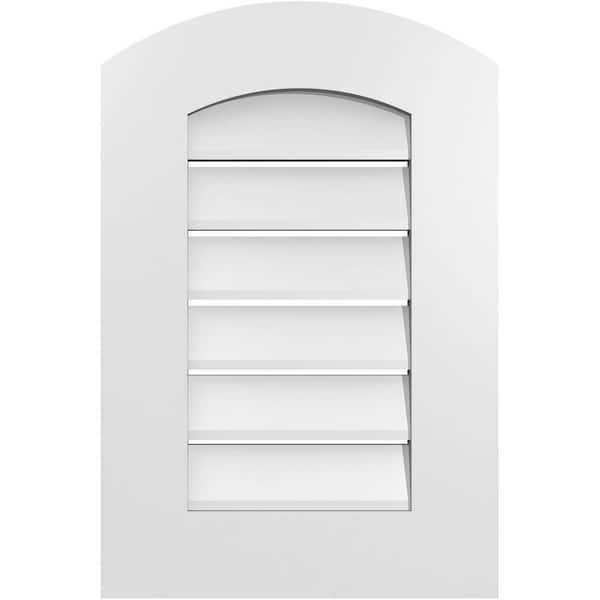 Ekena Millwork 16 in. x 22 in. Arch Top Surface Mount PVC Gable Vent: Decorative with Standard Frame
