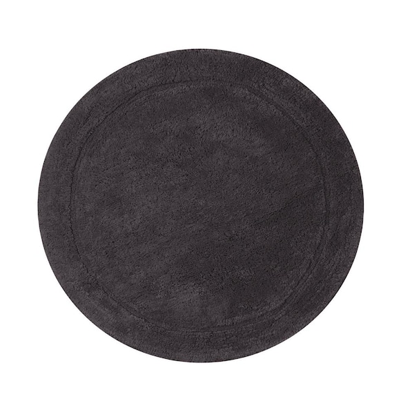 Waterford Collection 100% Cotton Tufted Bath Rug, Machine Wash, 22 in. Round, Gray