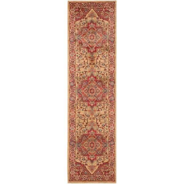 SAFAVIEH Mahal Red/Natural 2 ft. x 20 ft. Border Runner Rug