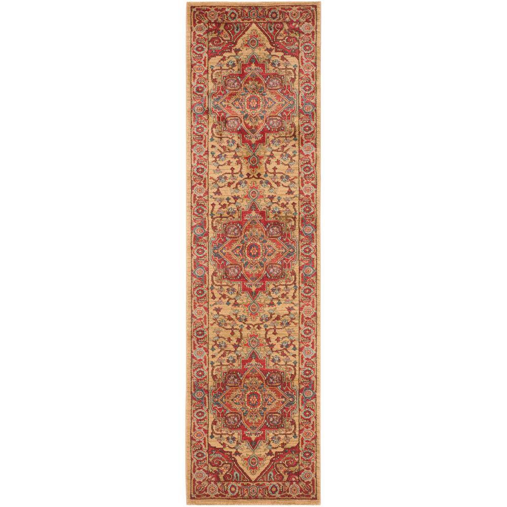 Kenitra Ruby Red & Soft Blue Traditional Area Rug