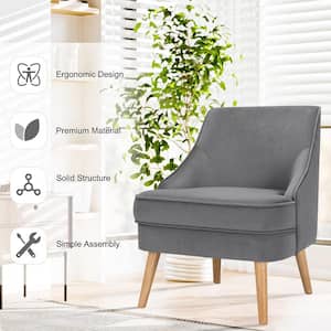 Grey Velvet Single Sofa Chair
