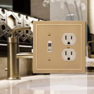 Bethany 2 Gang 1-Toggle and 1-Duplex Metal Wall Plate - Brushed Bronze