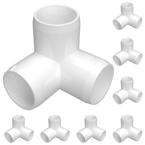 Formufit 3/4 in. Furniture Grade PVC 3-Way Elbow in White (8-Pack)