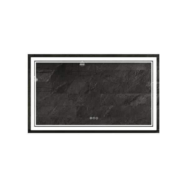 Unbranded 60 in. W x 36 in. H Rectangular Frameless LED Wall Mount Anti-Fog Modern Decorative Bathroom Vanity Mirror