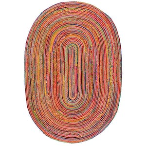 Cape Cod Red/Multi 3 ft. x 5 ft. Oval Border Area Rug
