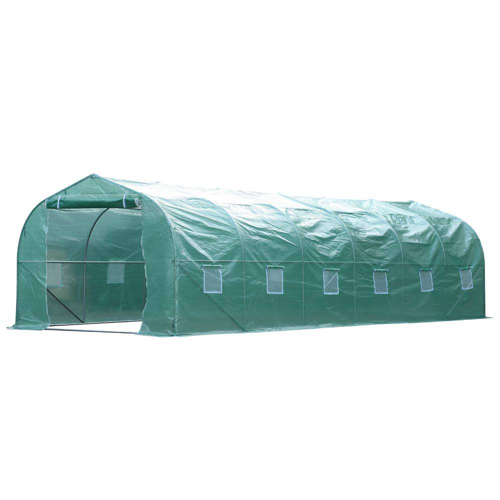 Outsunny 10 ft. W x 26 ft. L x 7 ft. H Green Large Outdoor Heavy-Duty ...