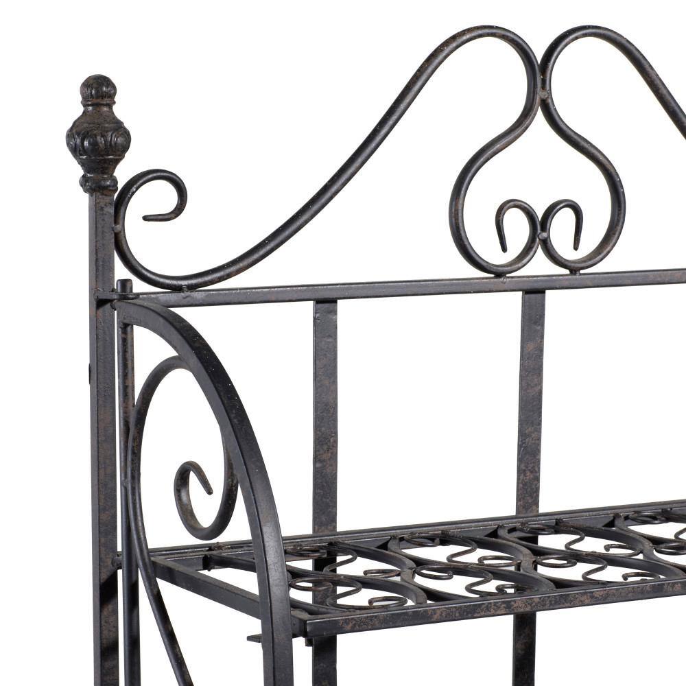 Black Matte Iron 4-Shelf Scrollwork Bakers Rack